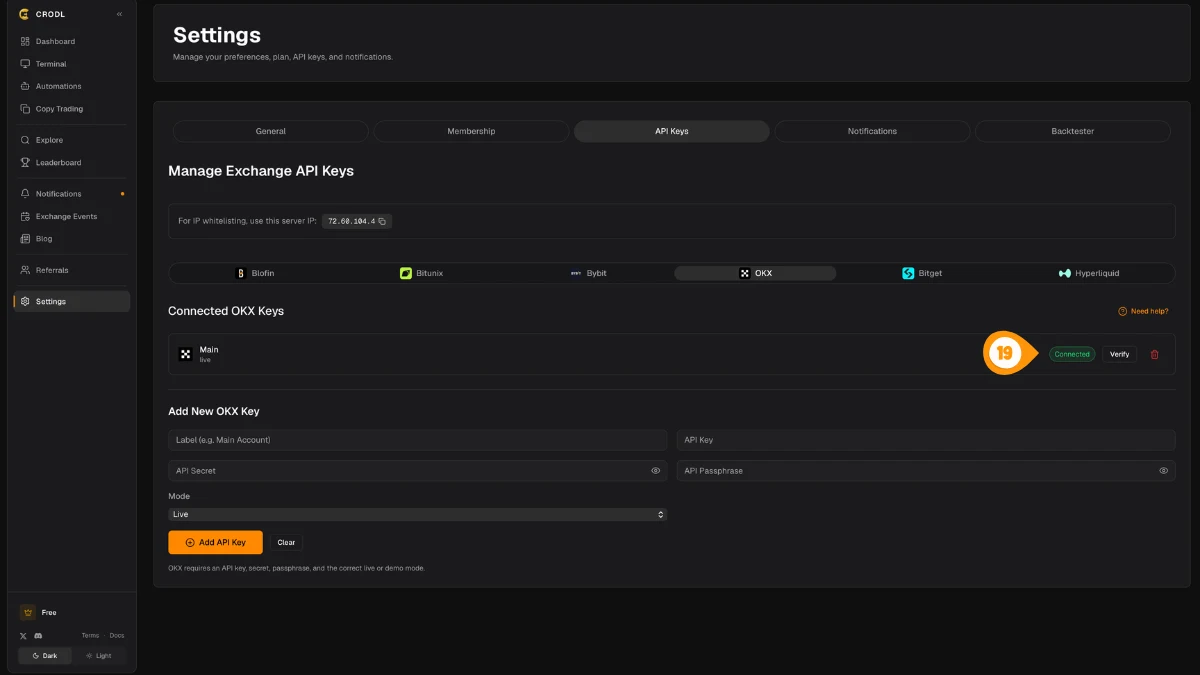 Verify the OKX Connection